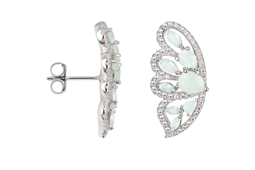 Sterling silver stone & white zirconia butterfly wing earring
