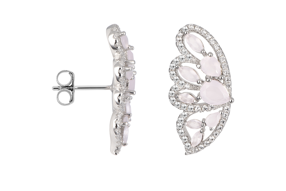 Sterling silver stone & white zirconia butterfly wing earring