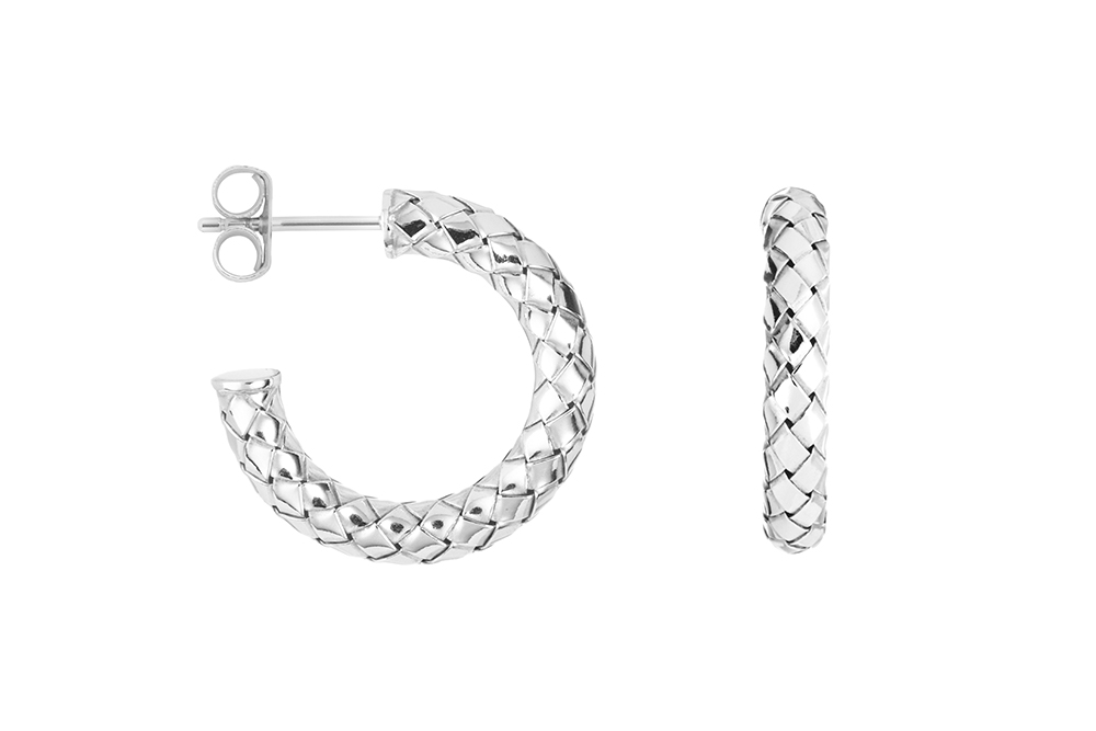 Sterling silver braided hoop earring