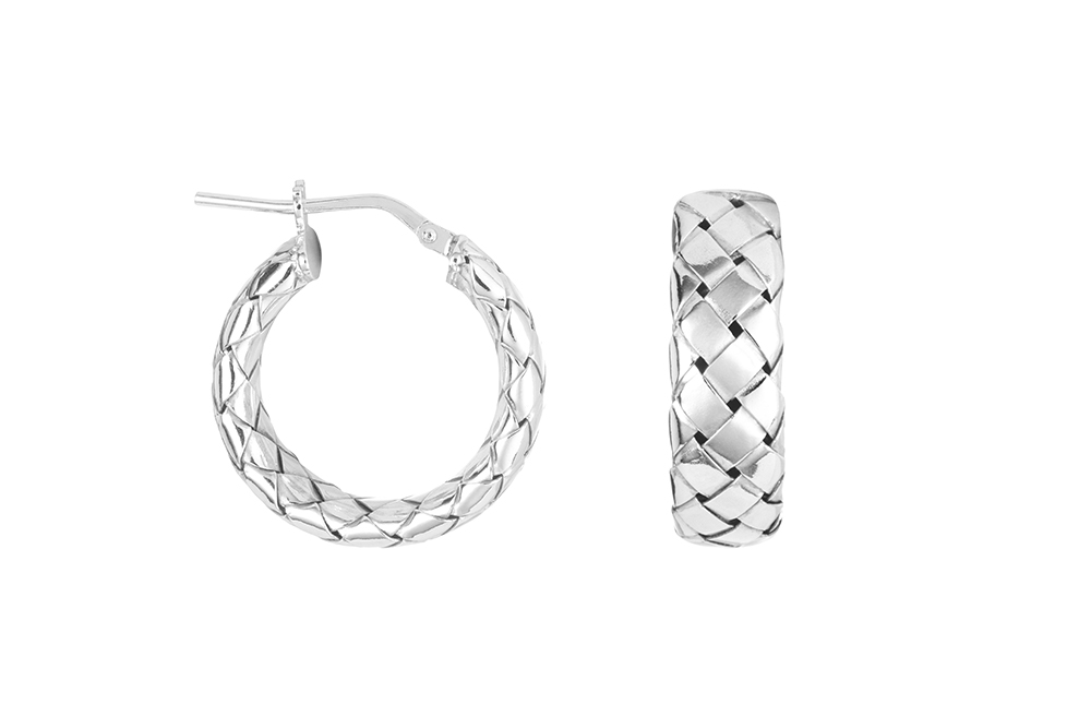 Pendiente plata 925 aro trenzado plano 6mm