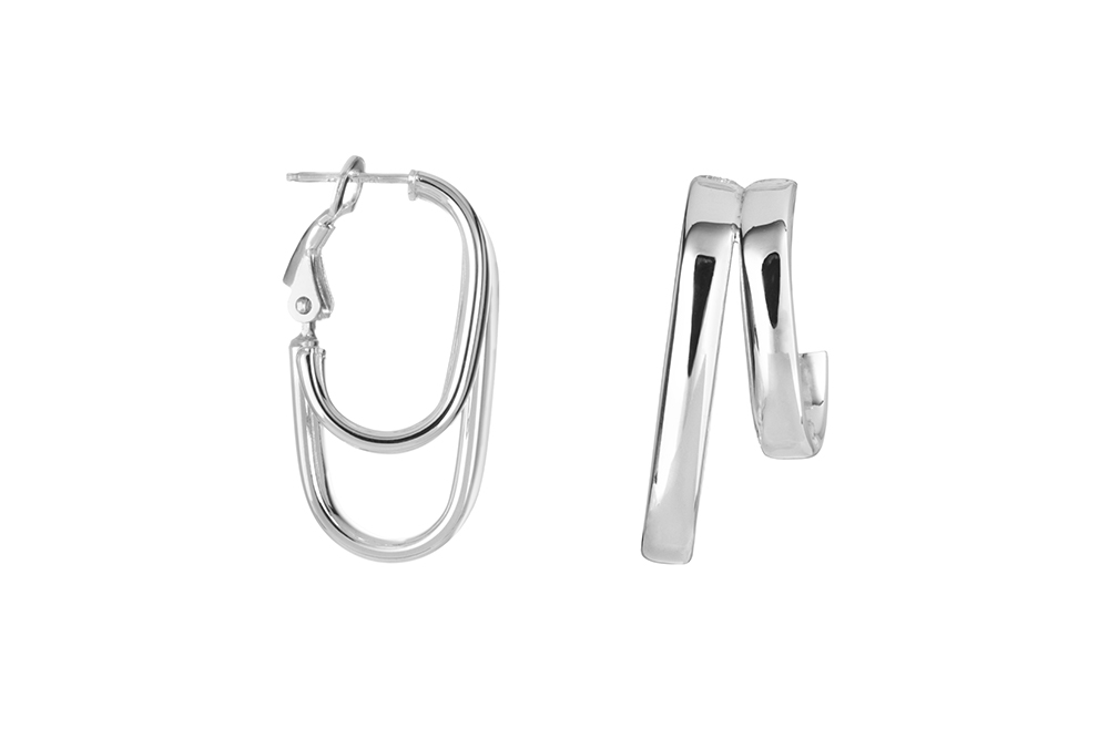 Pendiente plata 925 doble aro tubo plano 4x2mm