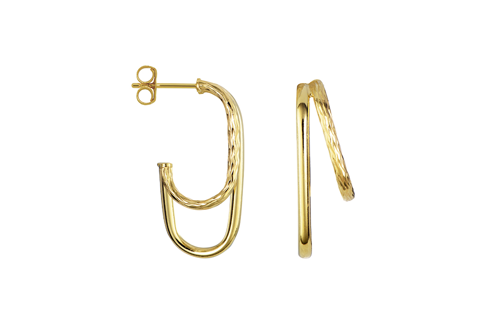 Pendiente plata 925 doble aro tubo 2mm texturado