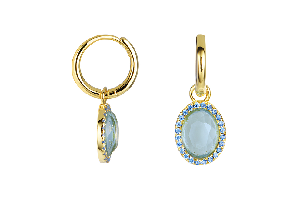 Sterling silver zirconia & stone hoop earring