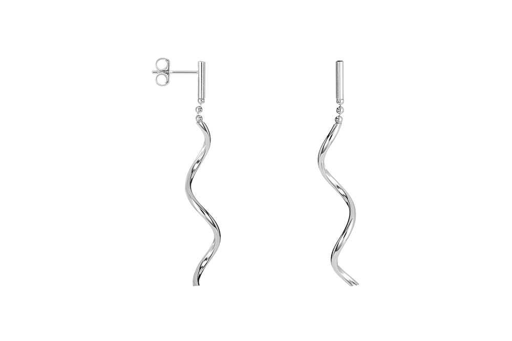 Sterling silver corkscrew long earring
