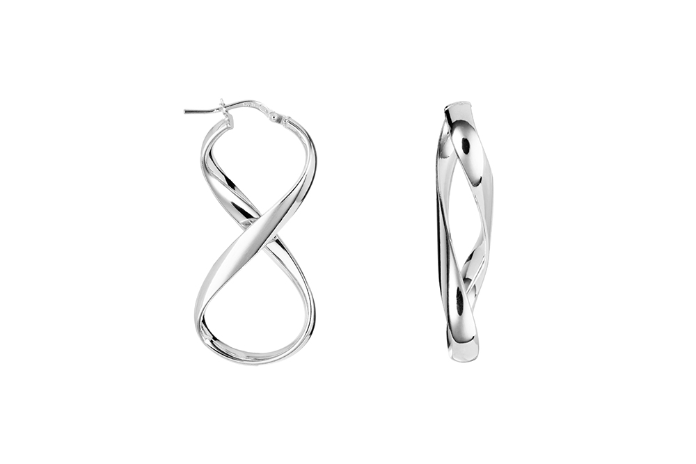 Pendiente plata 925 aro ocho 40x19