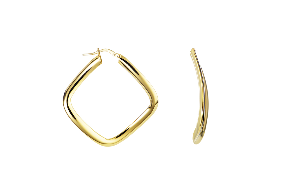 Pendiente plata 925 aro tubo plano 2x4mm aro rombo