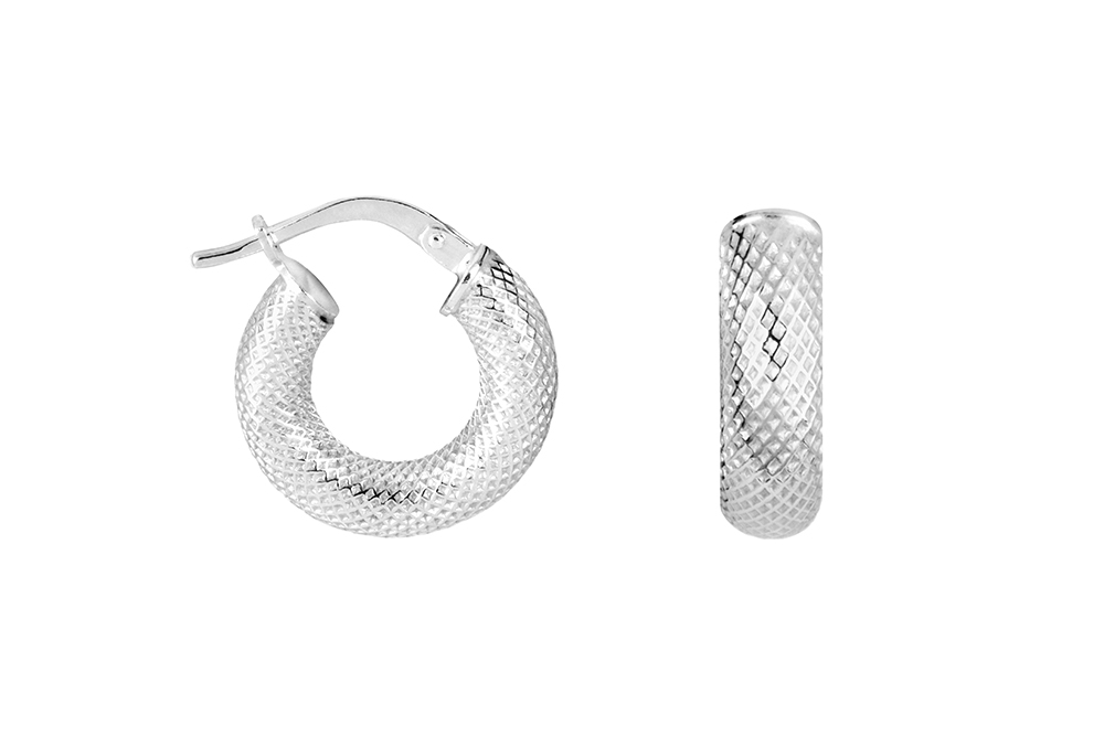 Sterling silver snake skin hoop earring