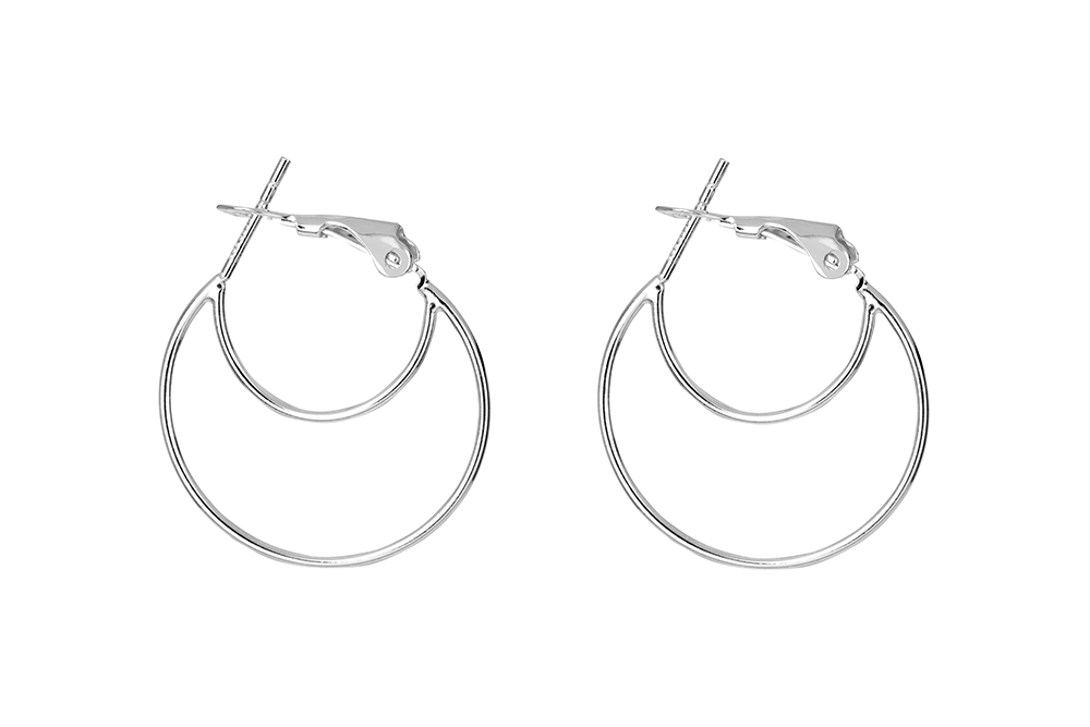 Sterling silver moon hoop earring