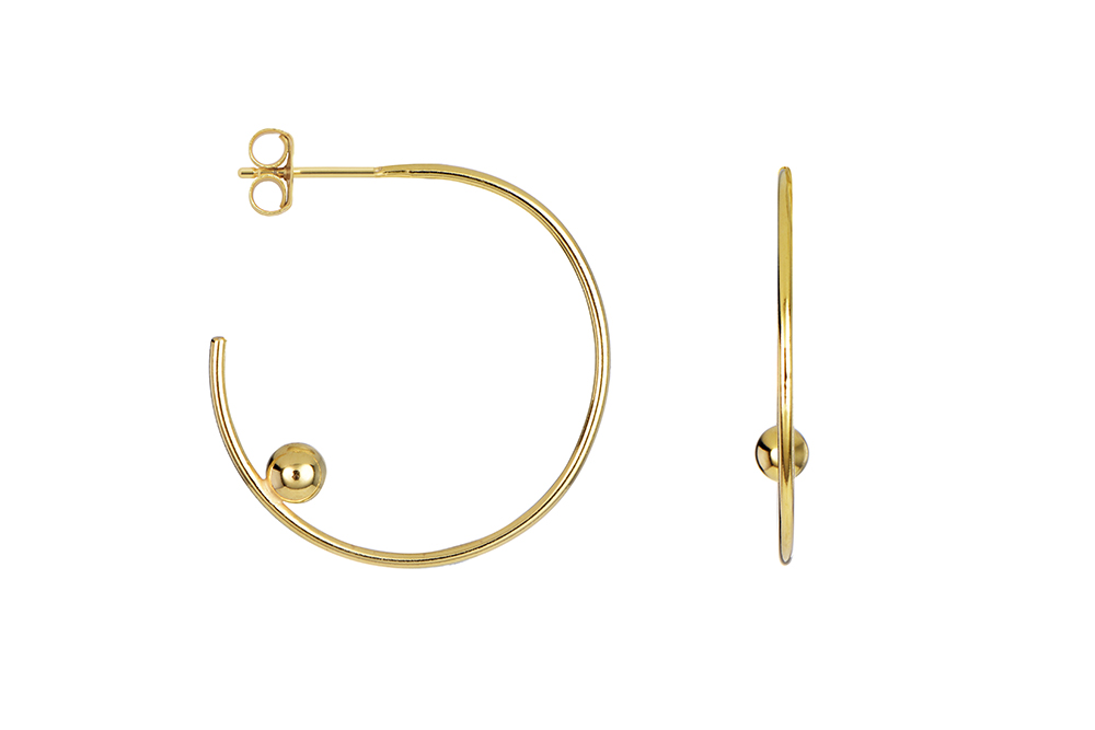 Sterling silver 4mm bead hoop earring