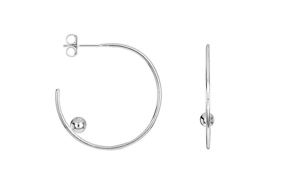 Pendiente plata 925 aro con bola 4mm