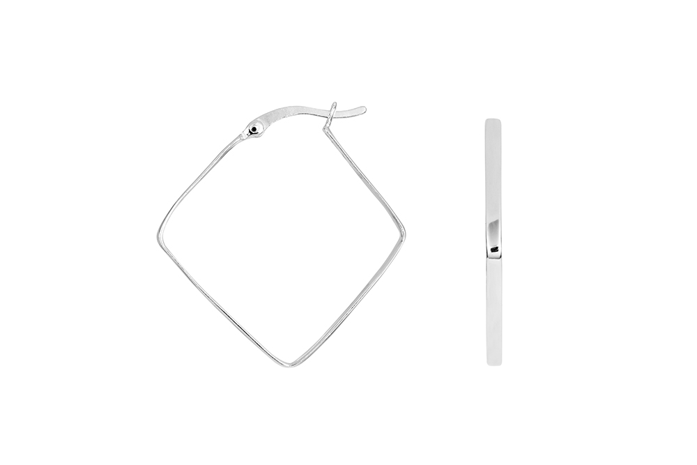 Sterling silver rombo hoop earring