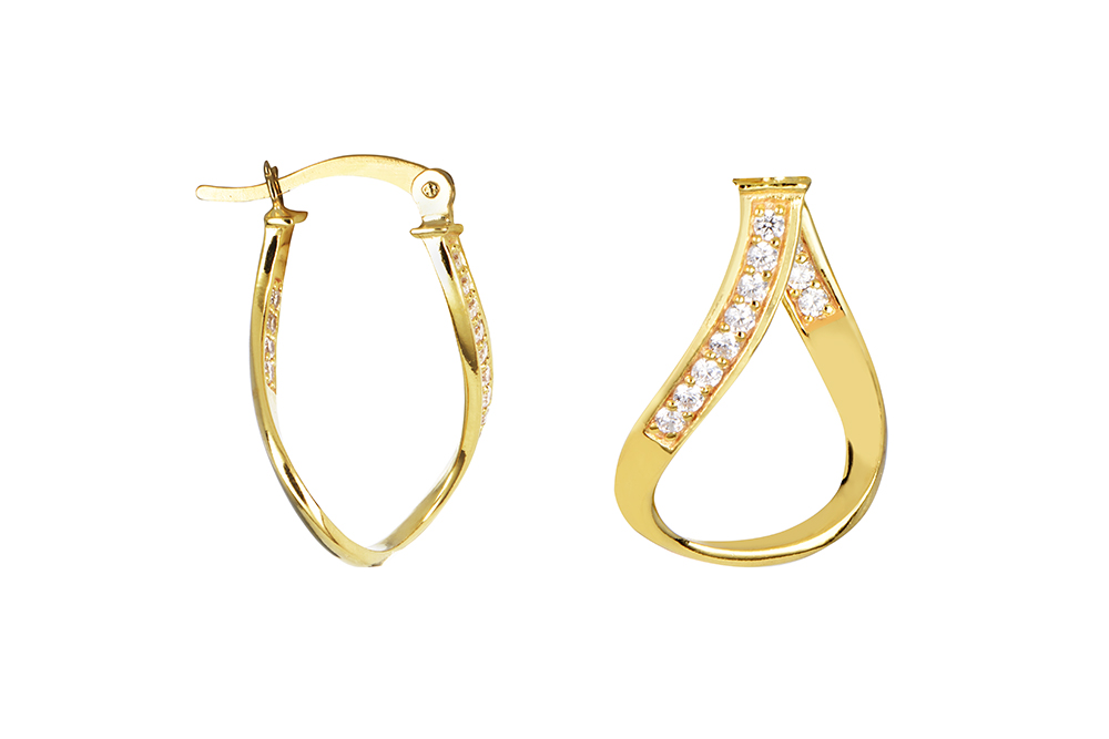 Pendiente plata 925 aro cinta zirconita