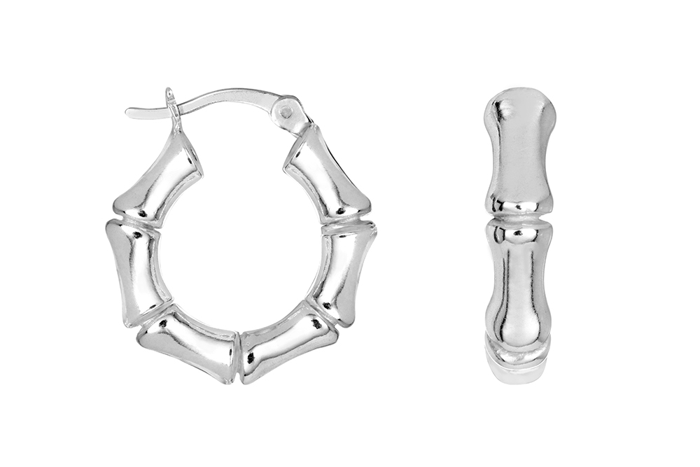 Sterling silver bamboo hoop earring