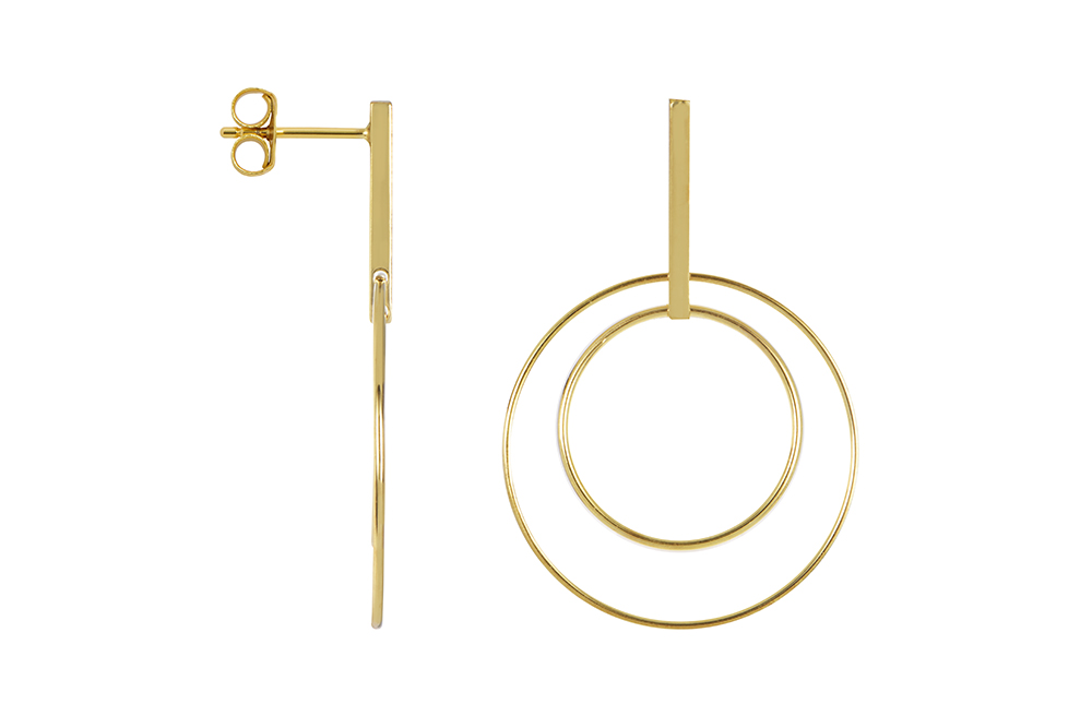 Sterling silver two circles & bar earring