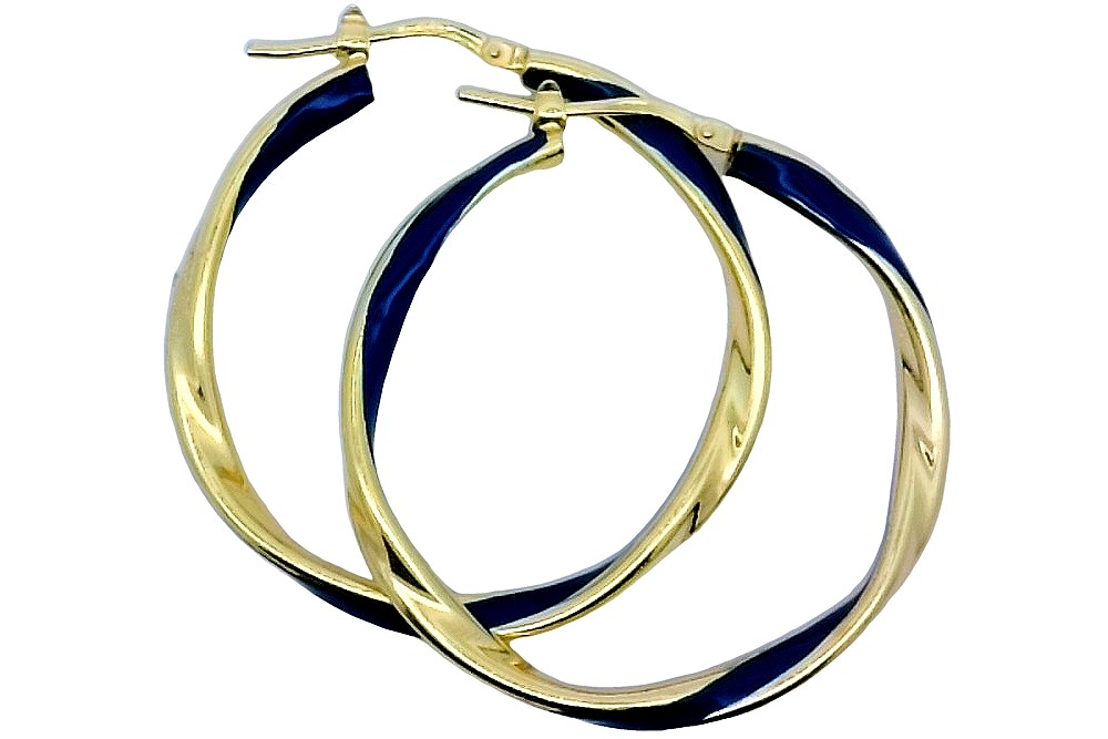 Sterling silver enamel hoop earring