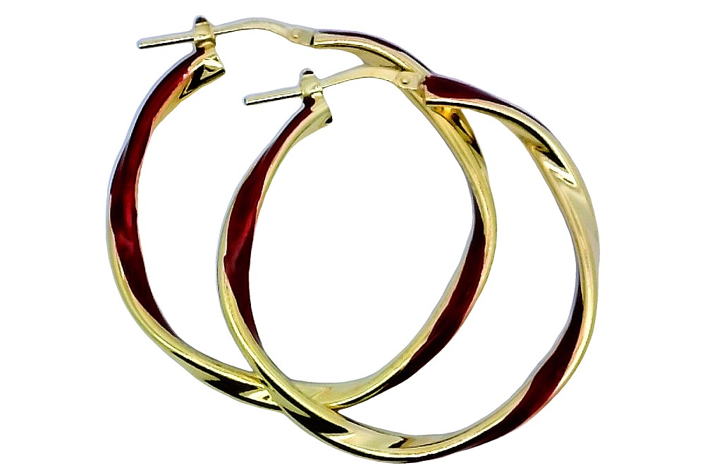 Sterling silver enamel hoop earring