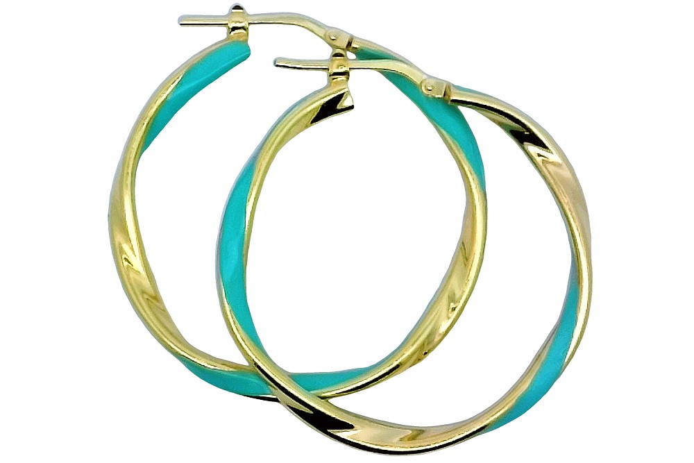 Sterling silver enamel hoop earring