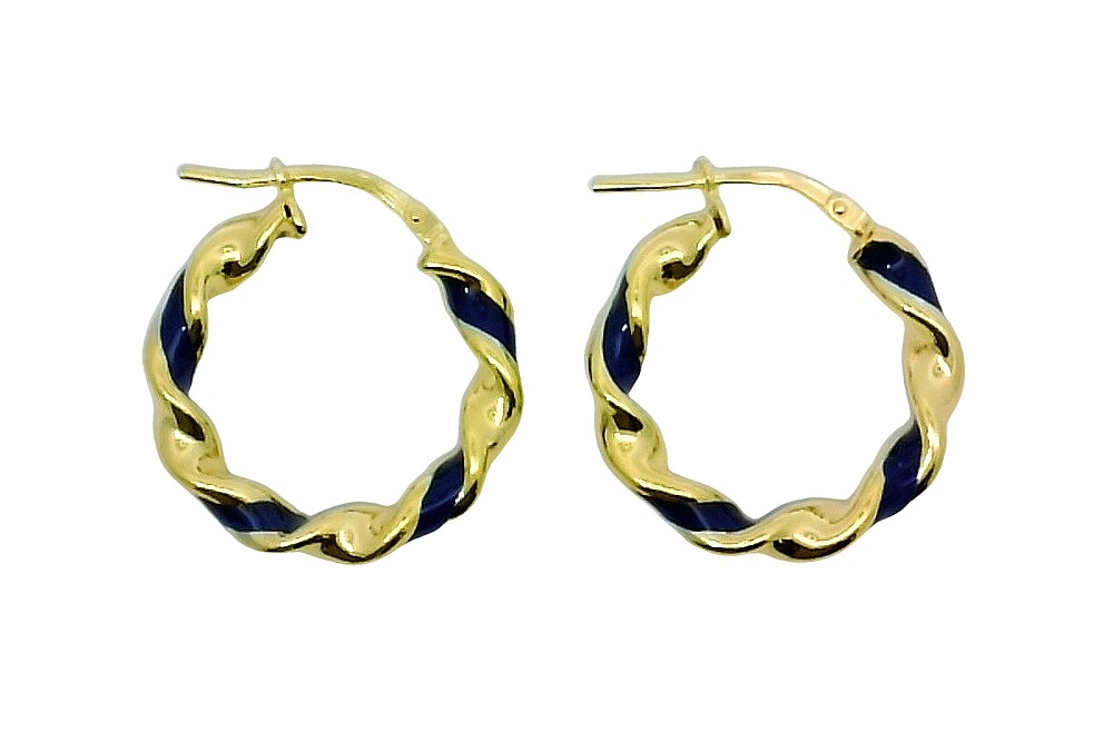 Sterling silver enamel hoop earring
