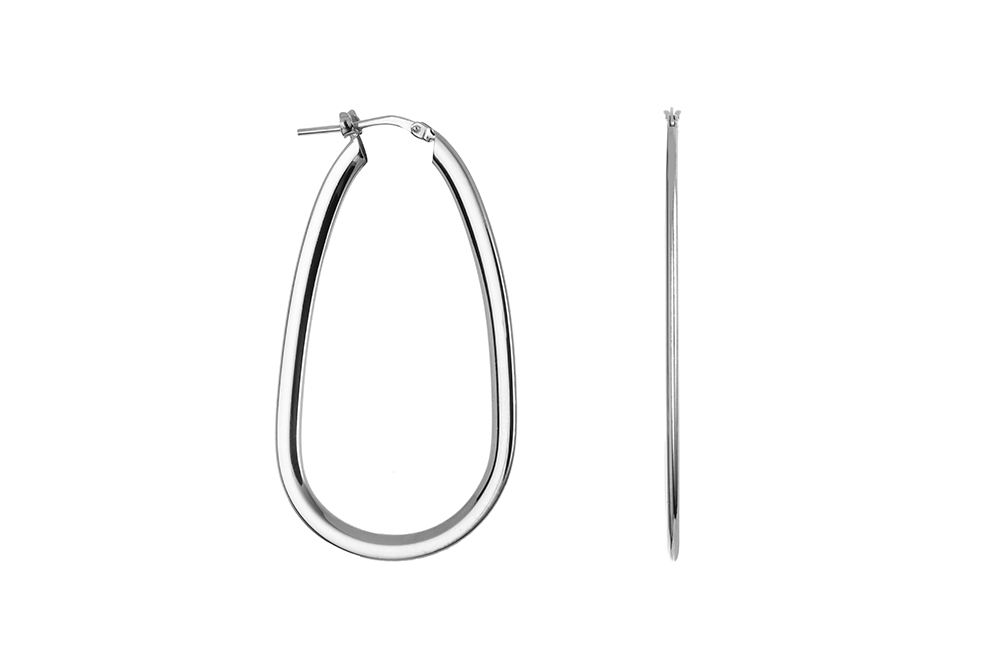 Sterling silver flat hoop earring