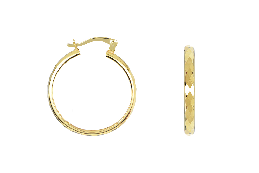 Sterling silver facetated hoop earring