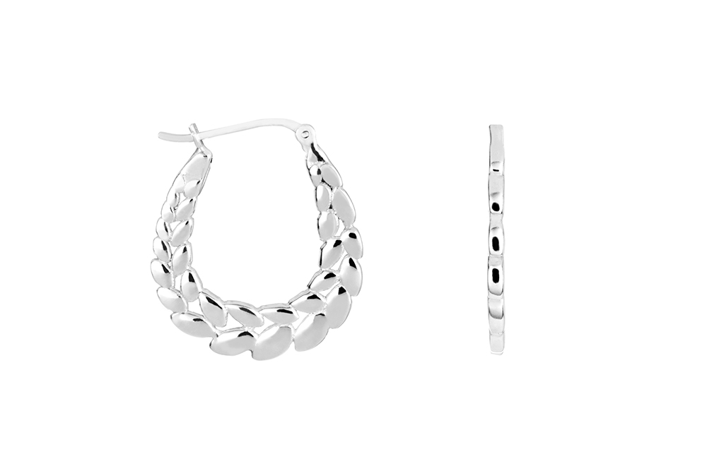 Pendiente plata 925 aro trenza plana