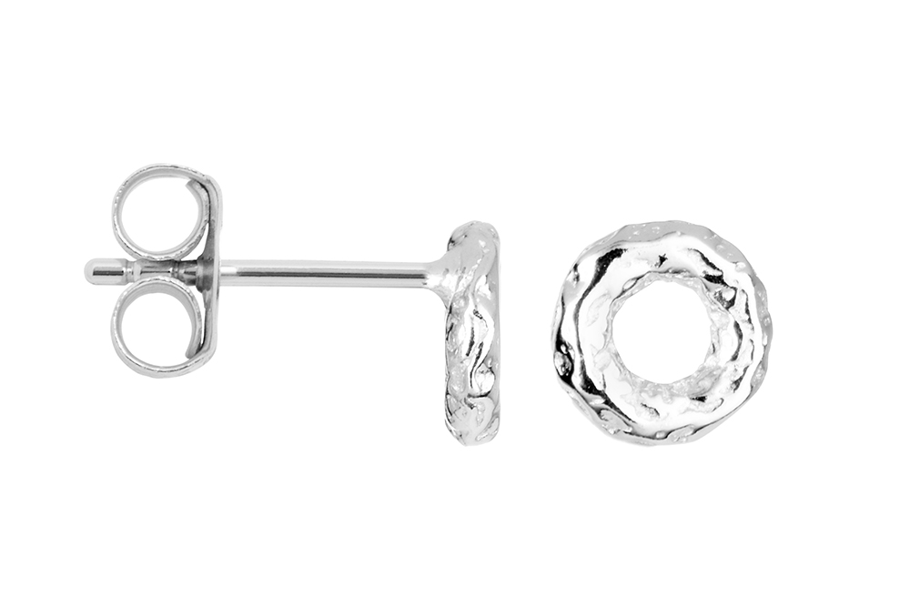 Sterling silver irregular donut earring