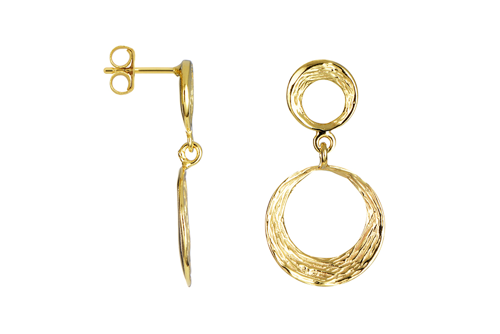 Pendiente plata 925 dos circulos texturados