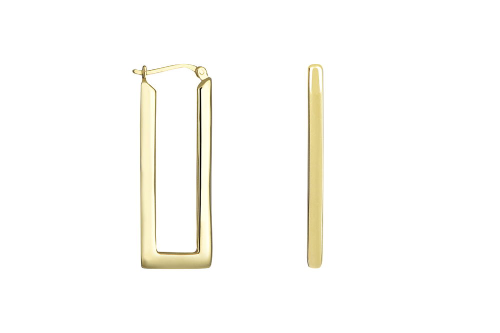 Sterling silver rectangular hoop earring