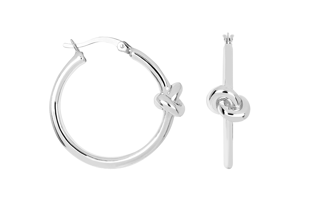 Sterling silver knot hoop earring