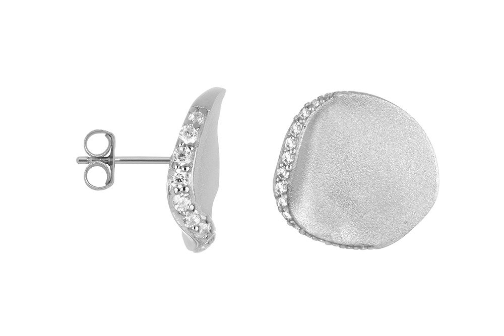 Sterling silver irregular zirconia earring