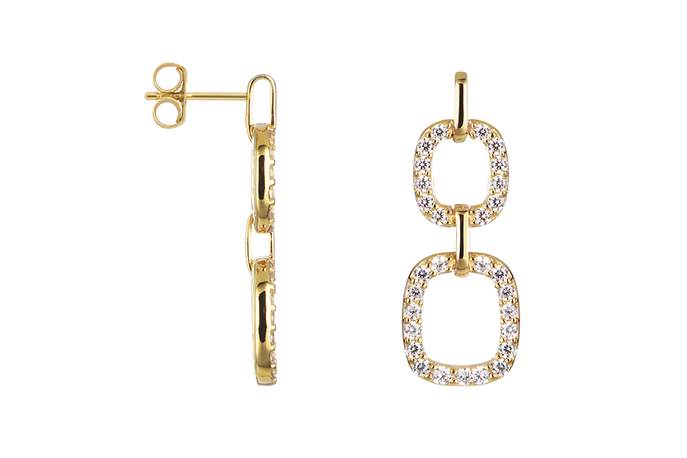 Sterling silver zirconia link earring