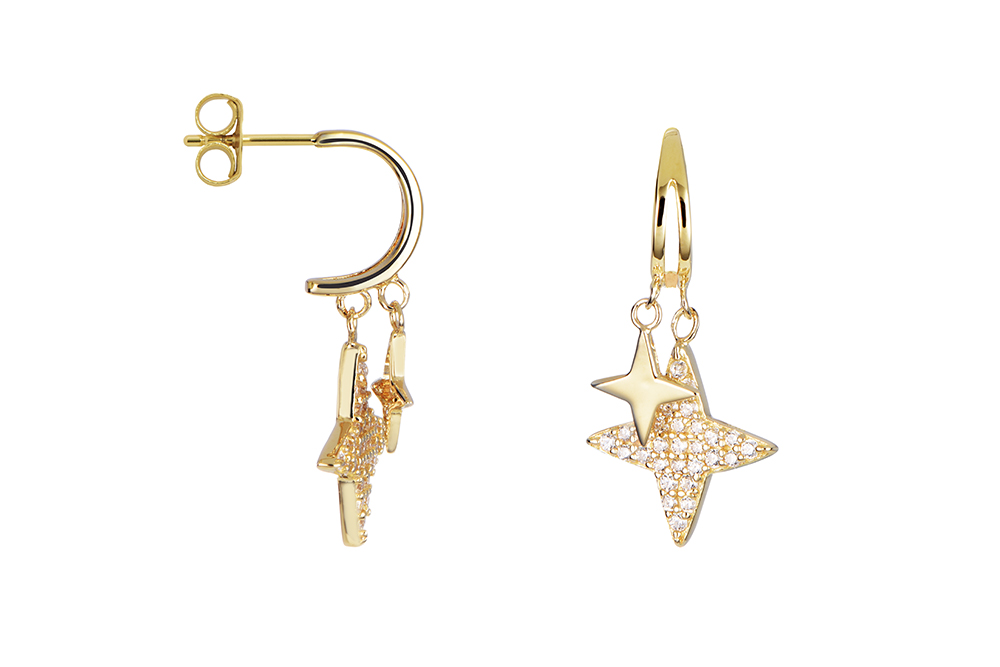Sterling silver zirconia stars earring