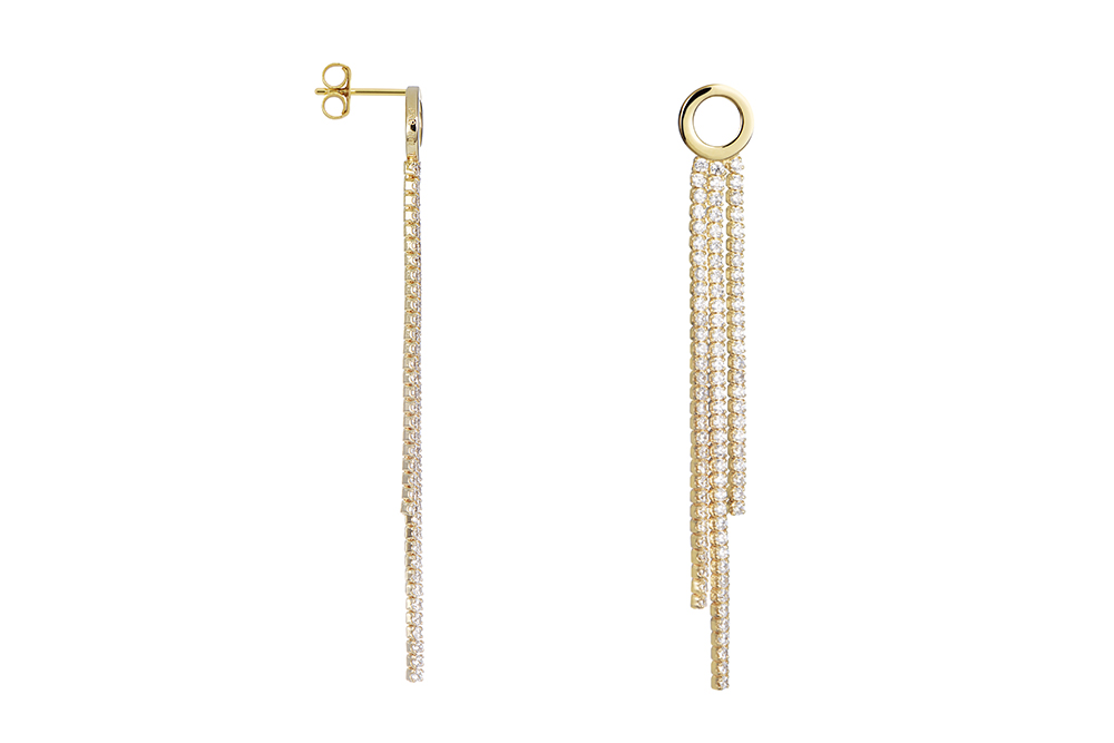 [17055EZBLDO] Sterling silver circle and riviere earring (Gold plated)
