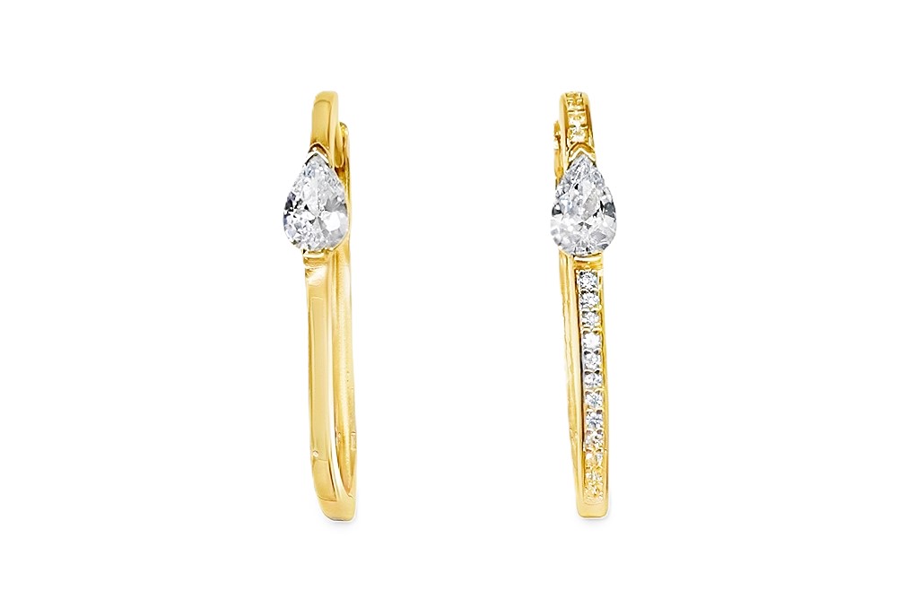 Sterling silver 7x4mm zirconia hoop earring