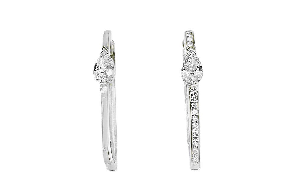 Sterling silver 7x4mm zirconia hoop earring