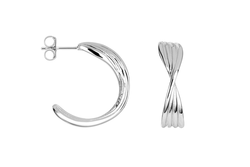 Pendiente plata 925 aro medio giro
