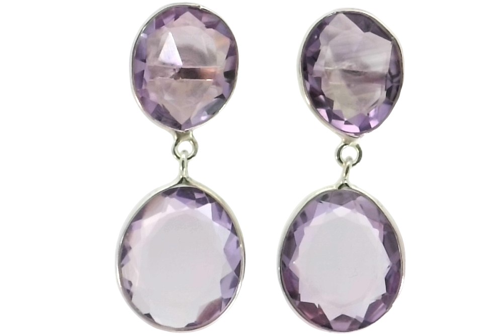 Pendiente plata 925 dos piedras semipreciosas