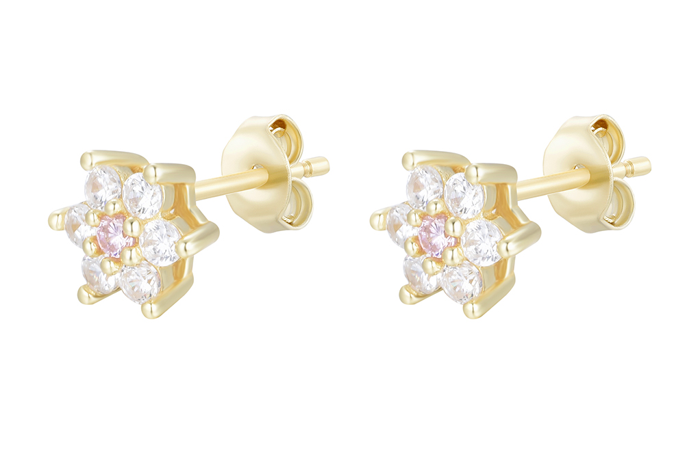 [17152EZBLRODO] Sterling silver zirconia star earring (Gold plated)