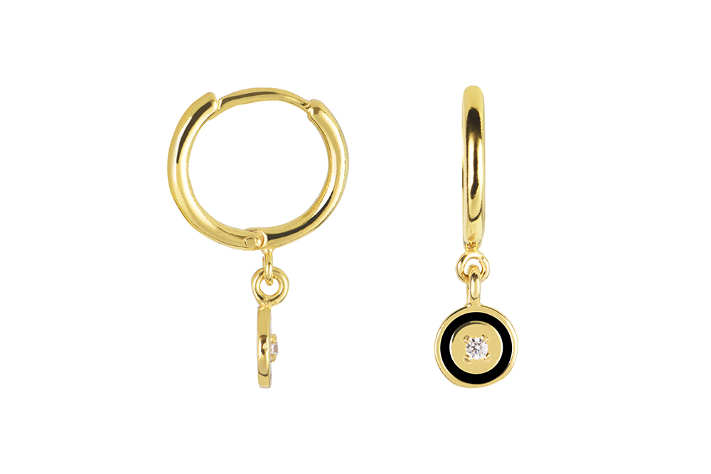 Sterling silver circle enamel & zirconia hoop earring