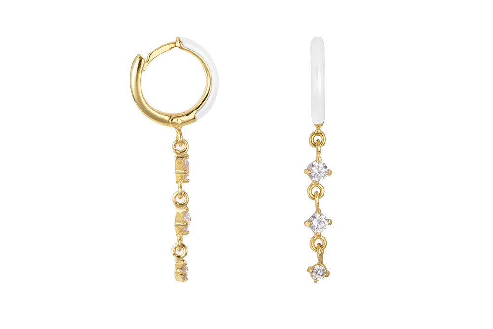 Sterling silver enamel & zirconia hoop earring