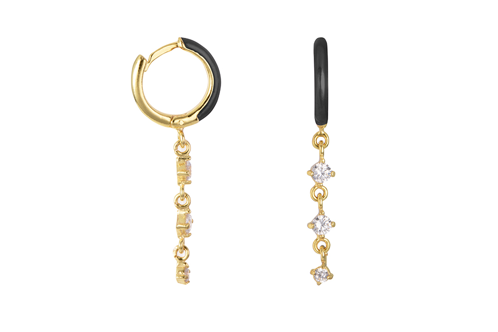 Pendiente plata 925 aro esmalte con zirconitas blancas