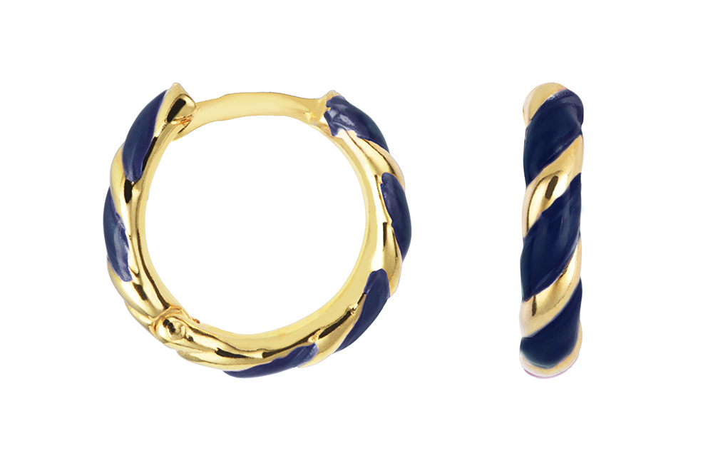 Sterling silver enamel hoop earring