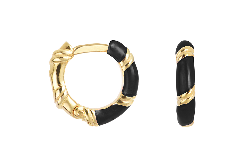 Sterling silver enamel hoop earring
