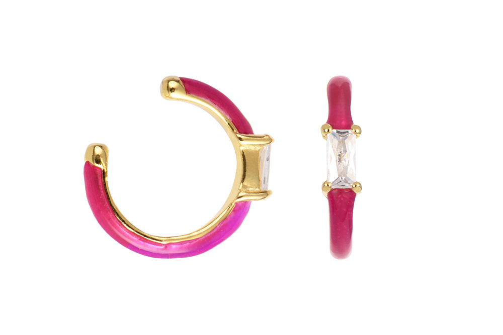 Sterling silver enamel with zirconia ear cuff earring