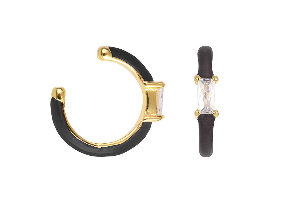 Sterling silver enamel with zirconia ear cuff earring