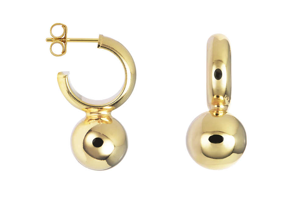 Pendiente plata 925 aro con bola 12mm