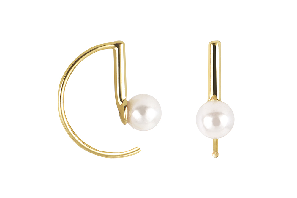 Pendiente plata 925 barra con perla 5mm