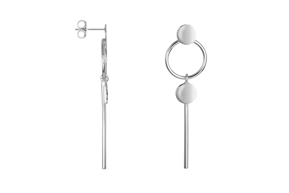 Sterling silver circles long earring