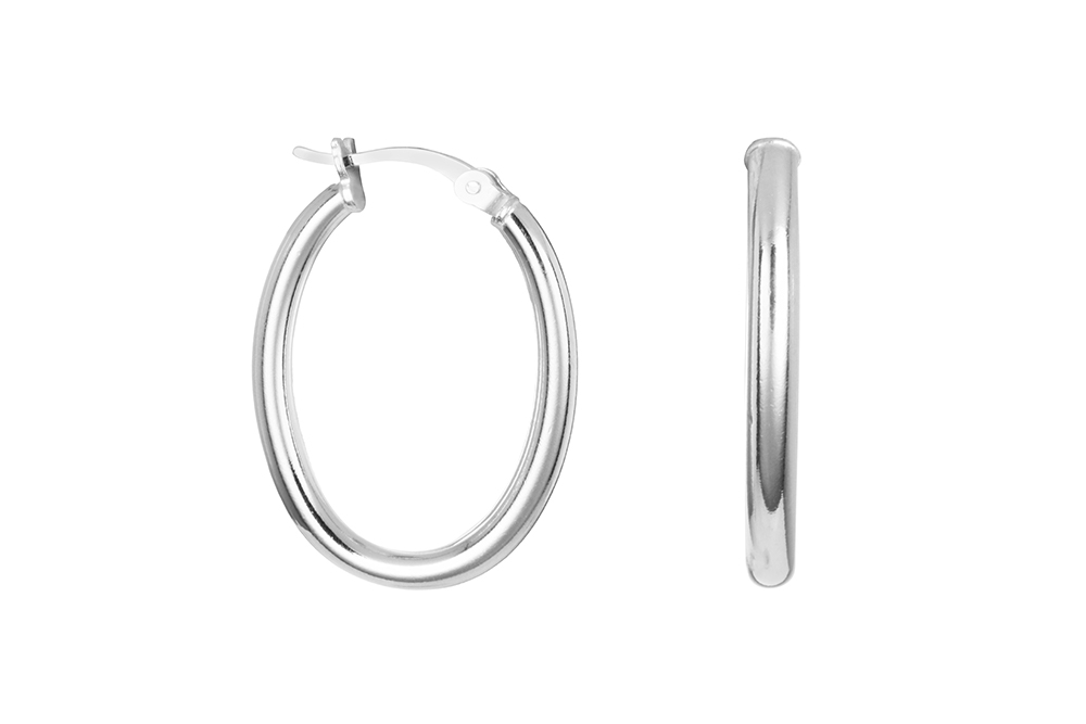 Sterling silver oval 3mm hoop earring