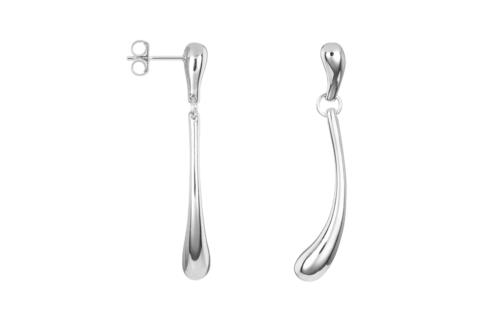 Pendiente plata 925 dos gotas